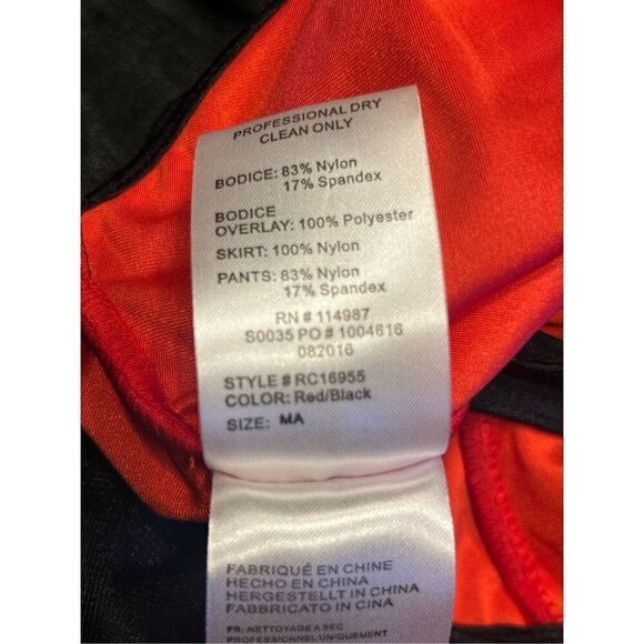 Revolution dance wear jazz tap medium adult red black sequins tulle outfit - Picture 5 of 5